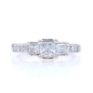 White Gold Diamond Engagement Ring - 14k Princess 1.50ctw